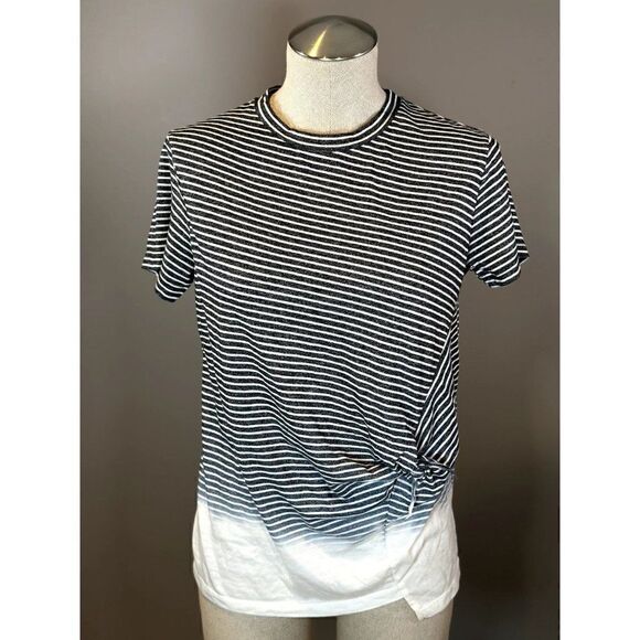 All Saints Ashley Ombre Asymmetrical Striped Knot Tee Size S - Picture 1 of 6
